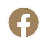 Facebook Logo with a stylized letter 'f' inside a gold circle that leads to Ocea facebook page