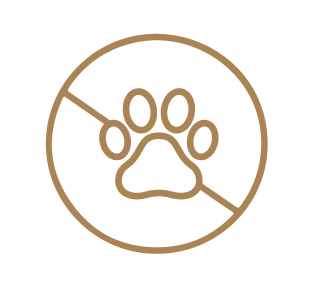 Icon of a paw print with a diagonal line through it on a transparent background, indicating Ocea doesn't contain animal ingredients